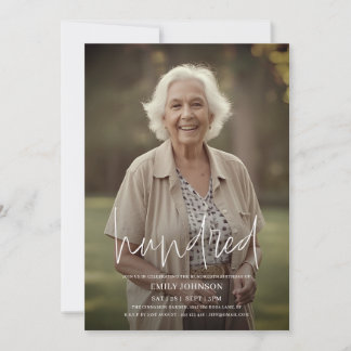 Modernes Script-Foto Minimal 100. Geburtstag Einladung