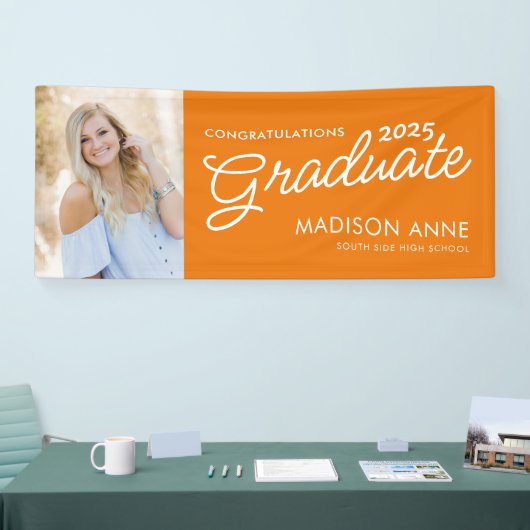 Modernes Script-Foto Orange Abschluss Banner (Messe)