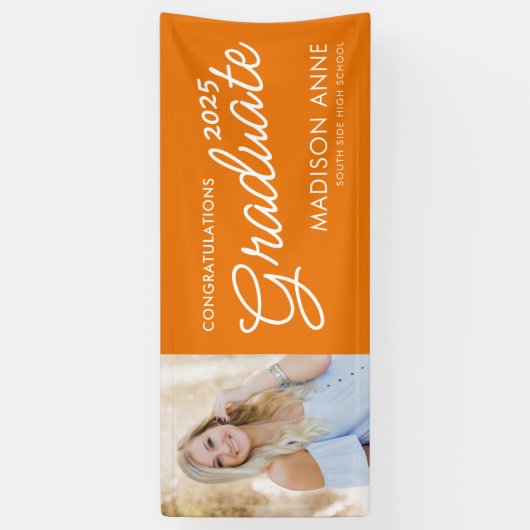 Modernes Script-Foto Orange Abschluss Banner (Vertikal)
