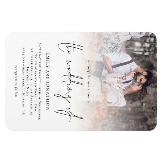 Modernes Script-Foto-Overlay-Einladung Magnet (Horizontal)
