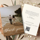 Modernes Script Foto QR Code Hochzeit Dankeskarte