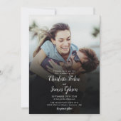 Modernes Script Foto QR Code Hochzeit Einladung (Vorderseite)