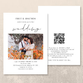 Modernes Script Foto QR Code Hochzeit Einladung