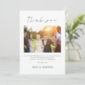 Modernes Script Foto QR Code Hochzeit Vielen Dank Dankeskarte (Stehend Vorderseite)