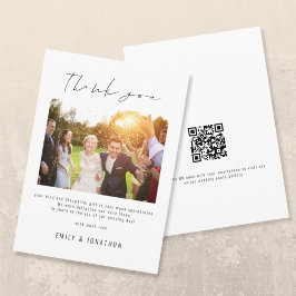 Modernes Script Foto QR Code Hochzeit Vielen Dank Dankeskarte