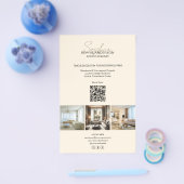 Modernes Script Foto QR Creme Beruflich Business Flyer (Einzeln)