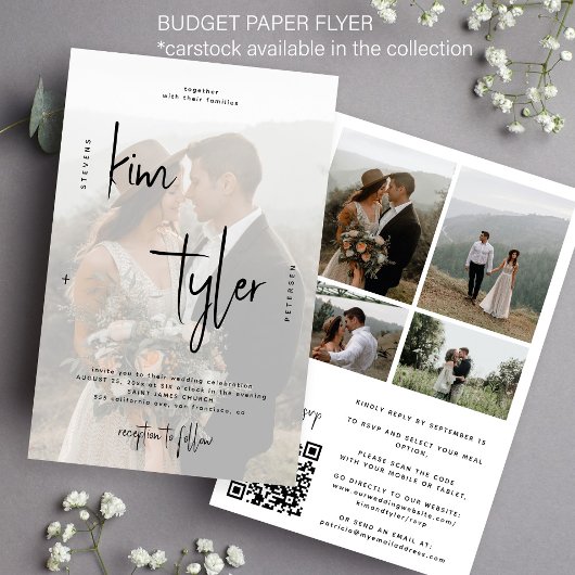 Modernes Script Foto QR Hochzeitseinladung Flyer