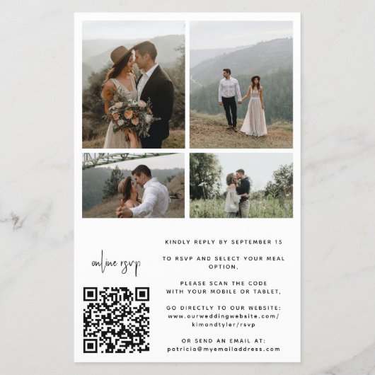 Modernes Script Foto QR Hochzeitseinladung Flyer (Hinten)