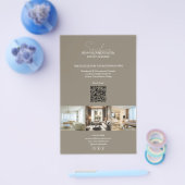 Modernes Script Foto QR Taupe Beruflich Business Flyer (Einzeln)