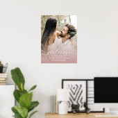 Modernes Script-Foto Rosa Hochzeitszeichen Poster (Heimbüro)