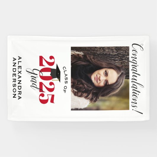 Modernes Script-Foto Rot Vertical Abschluss Banner (Horizontal)