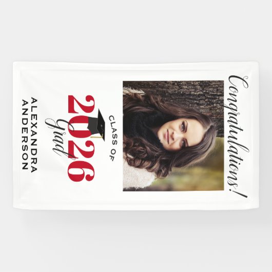 Modernes Script-Foto Rot Vertical Abschluss Banner (Horizontal)