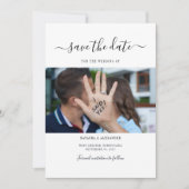 Modernes Script-Foto Save The Date (Vorderseite)