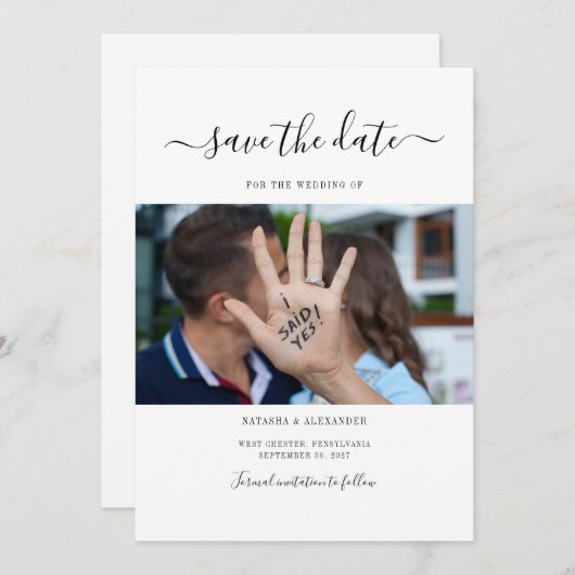 Modernes Script-Foto Save The Date (Vorne/Hinten)