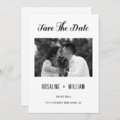 Modernes Script-Foto Save the Date - Elegant B & W Einladung (Vorne/Hinten)