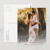 Modernes Script-Foto Save the Date Postkarte (Vorne/Hinten)