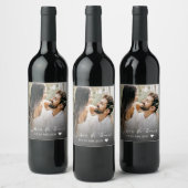 Modernes Script Foto Schwarz & Weiß Hochzeit Weinetikett (Flaschen)