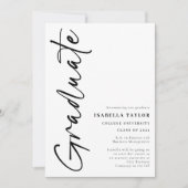 Modernes Script-Foto Schwarz-weißer Abschluss Ankündigung (Vorderseite)