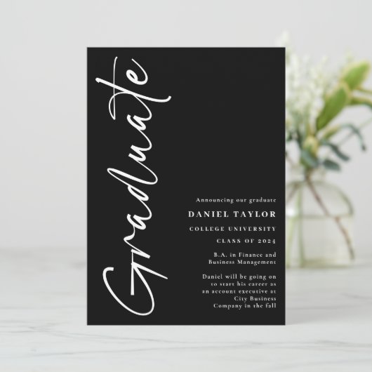 Modernes Script Foto Schwarzer Abschluss Ankündigu Ankündigung (Stehend Vorderseite)