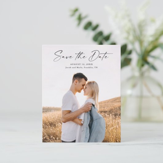 Modernes Script-Foto spart das Datum (Stehend Vorderseite)