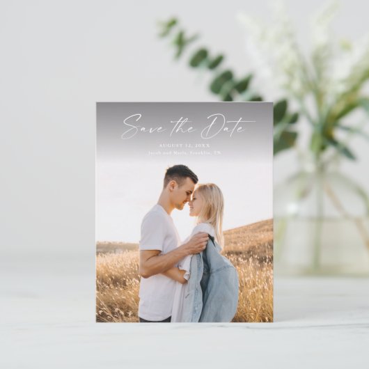 Modernes Script-Foto spart das Datum (Stehend Vorderseite)