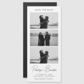 Modernes Script-Foto-Strip Magnetic Wedding Magnetkarte (Vorne/Hinten)