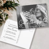 Modernes Script-Foto-Verlobung Save the Date Postkarte