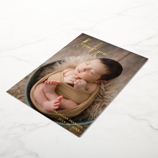 Modernes Script-Foto Vielen Dank, dass Sie die Geb Folieneinladung (Gedreht)