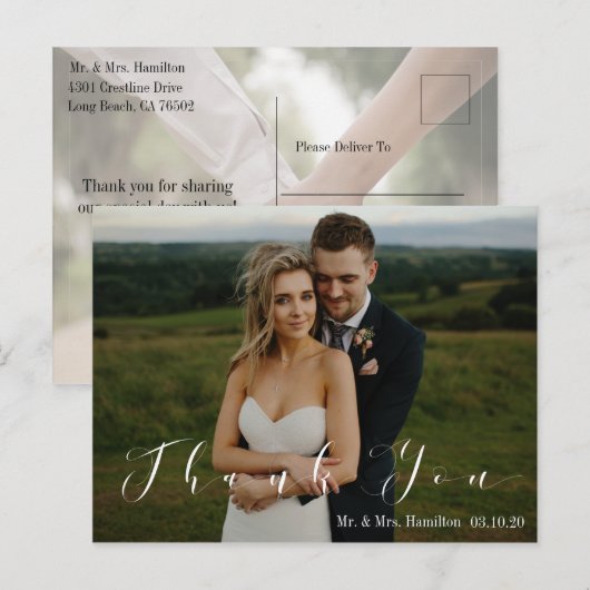 Modernes Script Foto Vielen Dank Postcard Postkarte (Vorne/Hinten)