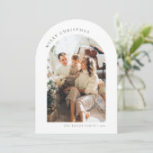 Modernes Script-Foto Weihnachtskarte Einladung (Stehend Vorderseite)