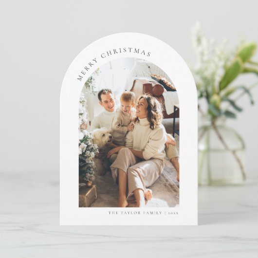 Modernes Script-Foto Weihnachtskarte Einladung (Stehend Vorderseite)