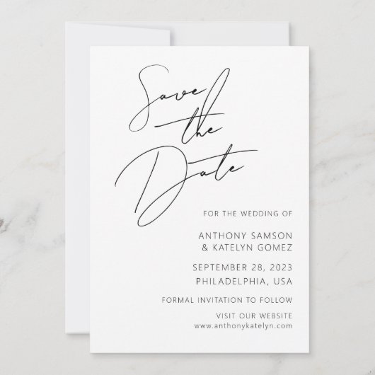 Modernes Script Funny Free Drinks Hochzeitsfest Fo Save The Date (Rückseite)