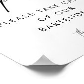Modernes Script-Gefühl Tipsy Barkeeper Wedding Sig Poster (Ecke)