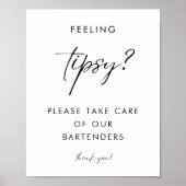 Modernes Script-Gefühl Tipsy Barkeeper Wedding Sig Poster (Vorne)
