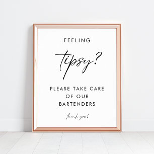 Modernes Script-Gefühl Tipsy Barkeeper Wedding Sig Poster