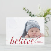 Modernes Script glaube Foto Feiertagskarte (Stehend Vorderseite)