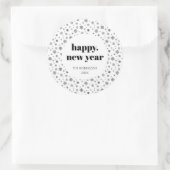 Modernes Script glücklich Neujahrsferien Schwarz-w Runder Aufkleber (Tasche)