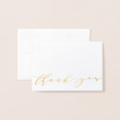 Modernes Script Gold Foil Wedding Foto Vielen Dank Folienkarte (Vorderseite mit Umschlag)