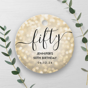 Modernes Script Gold Glitzer Lights 50. Geburtstag Geschenkanhänger