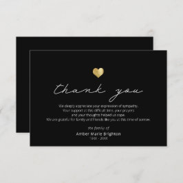 Modernes Script Gold Heart Beileid Danke Karte