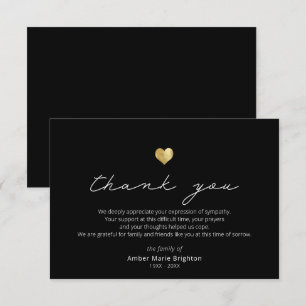 Modernes Script Gold Heart Beileid Danke Karte