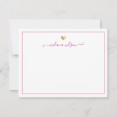 Modernes Script Gold Herz Personalisiert Pink Girl Mitteilungskarte (Vorderseite)