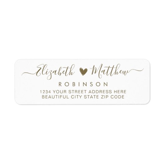 Modernes Script Gold-Hochzeitrücksendesiegel (Vorne)