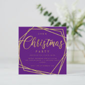 MODERNES Script Gold Lila Frame Party Einladung (Stehend Vorderseite)