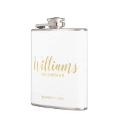 Modernes Script Gold Personalisierte Trauzeugen Flachmann (Links)