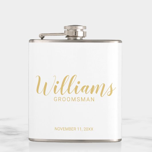 Modernes Script Gold Personalisierte Trauzeugen Flachmann