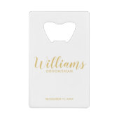 Modernes Script Gold Personalisierte Trauzeugen Geldbeutel Flaschenöffner (Vorderseite)