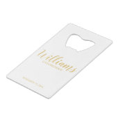 Modernes Script Gold Personalisierte Trauzeugen Geldbeutel Flaschenöffner (Vorderseite Schrägansicht)