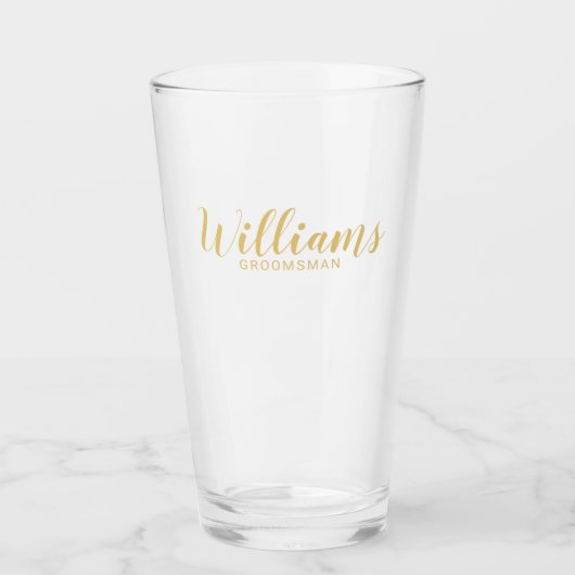 Modernes Script Gold Personalisierte Trauzeugen Glas (Vorderseite)