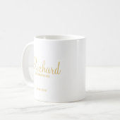 Modernes Script Gold Personalisierter Trauzeuge Kaffeetasse (Vorderseite Links)